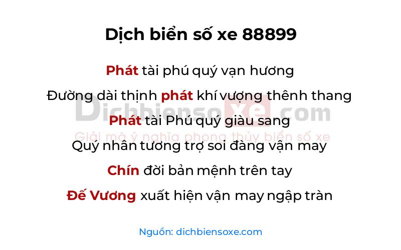 Dịch thơ biển số 88899