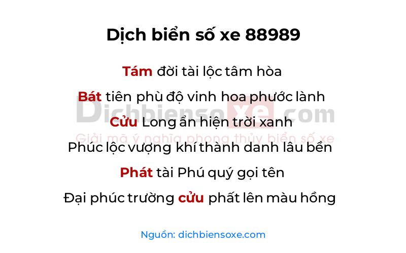 Dịch thơ biển số 88989