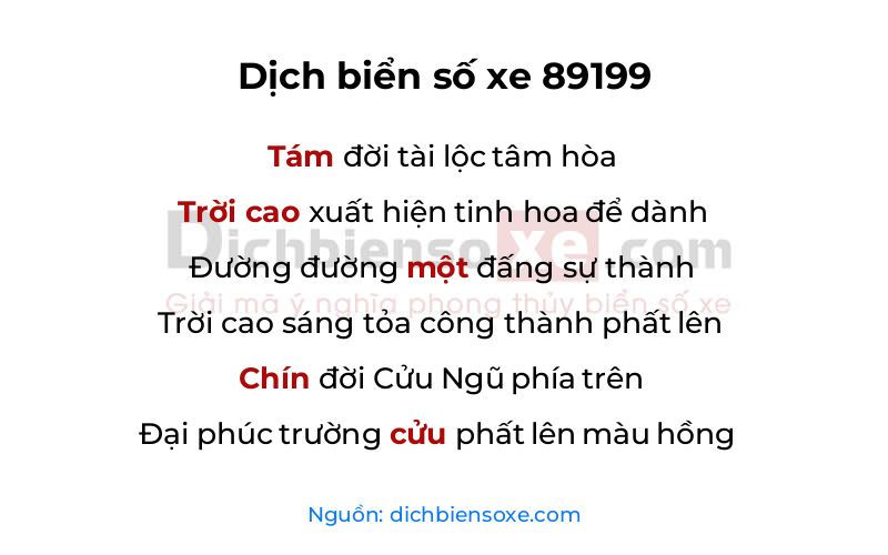 Dịch thơ biển số 89199