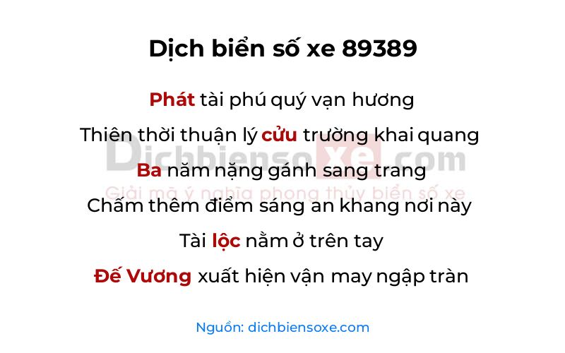 Dịch thơ biển số 89389