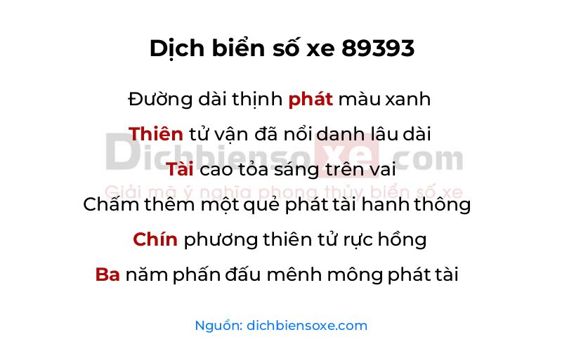 Dịch thơ biển số 89393