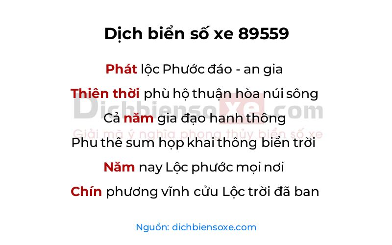 Dịch thơ biển số 89559