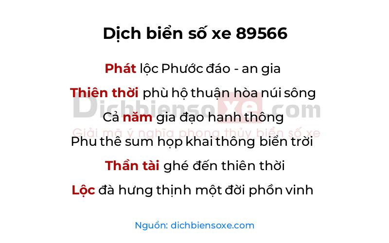 Dịch thơ biển số 89566