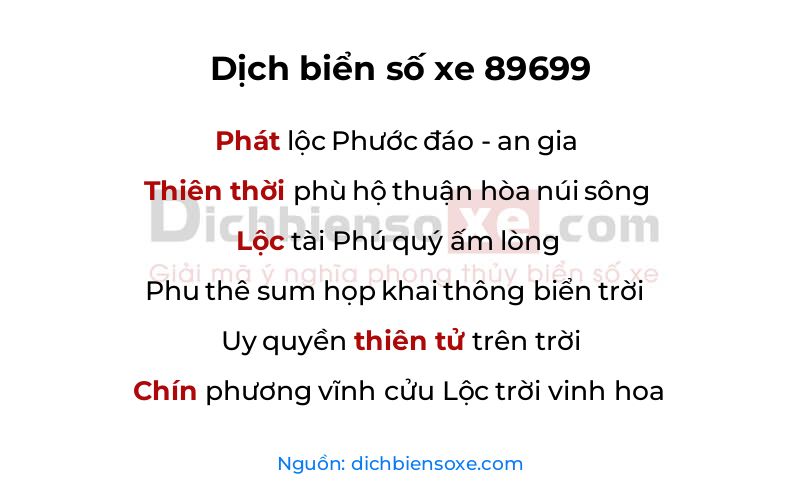 Dịch thơ biển số 89699