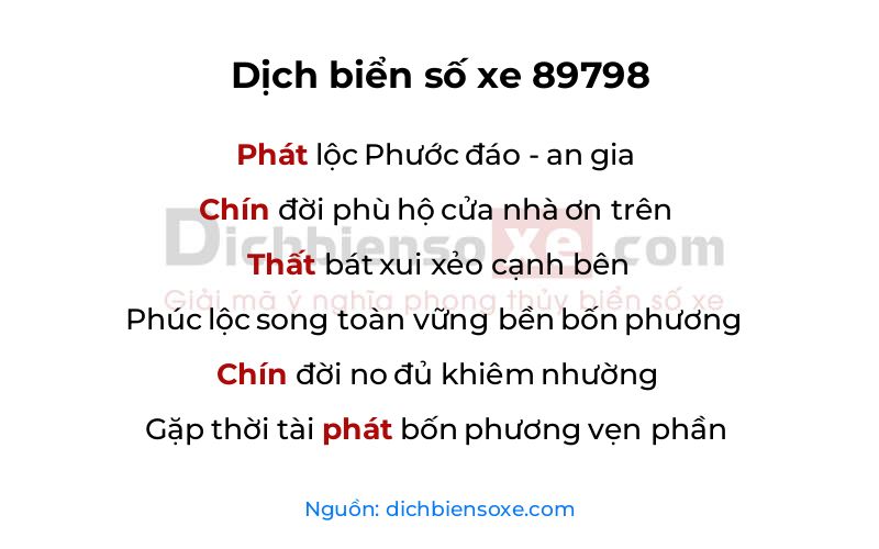 Dịch thơ biển số 89798