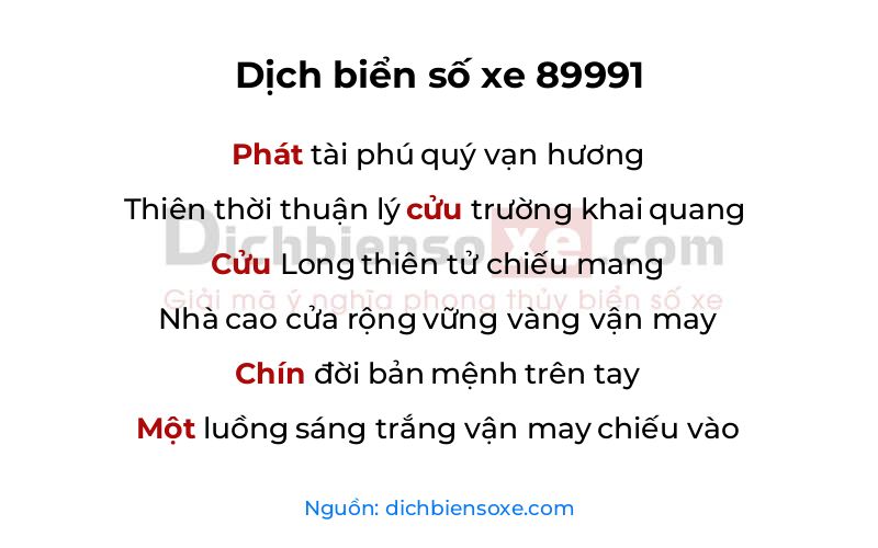 Dịch thơ biển số 89991