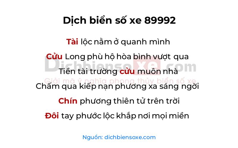 Dịch thơ biển số 89992