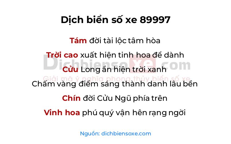 Dịch thơ biển số 89997