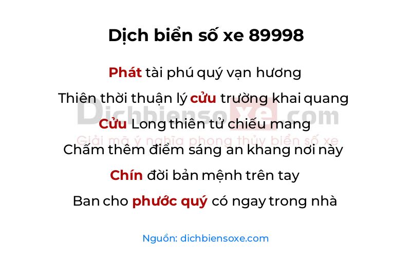 Dịch thơ biển số 89998