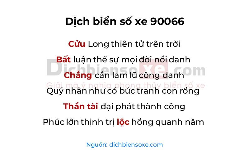 Dịch thơ biển số 90066