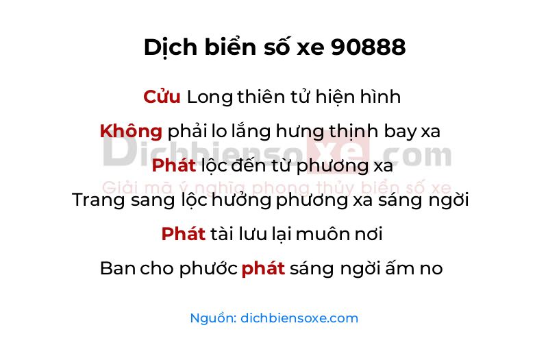 Dịch thơ biển số 90888