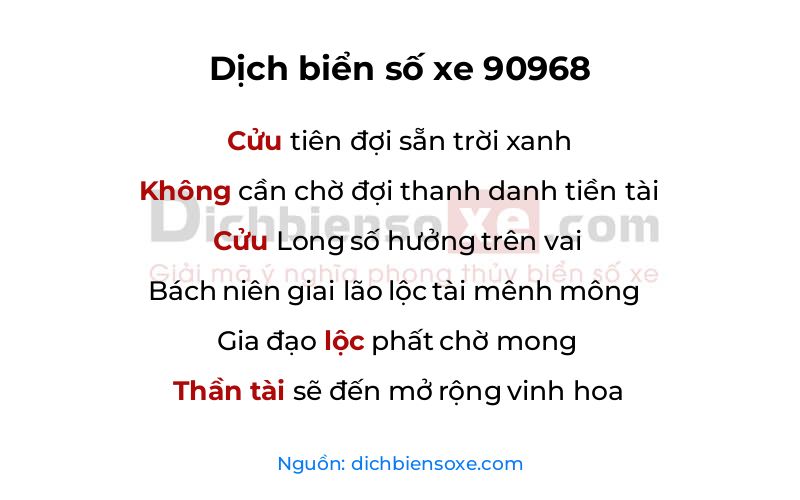 Dịch thơ biển số 90968