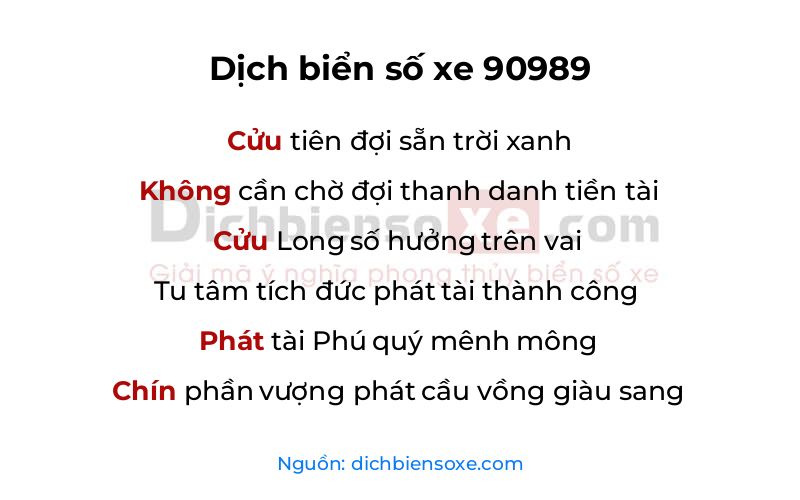 Dịch thơ biển số 90989