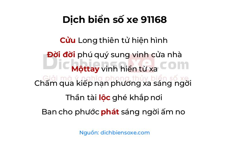 Dịch thơ biển số 91168