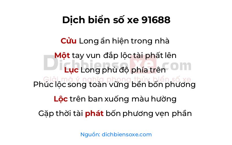 Dịch thơ biển số 91688
