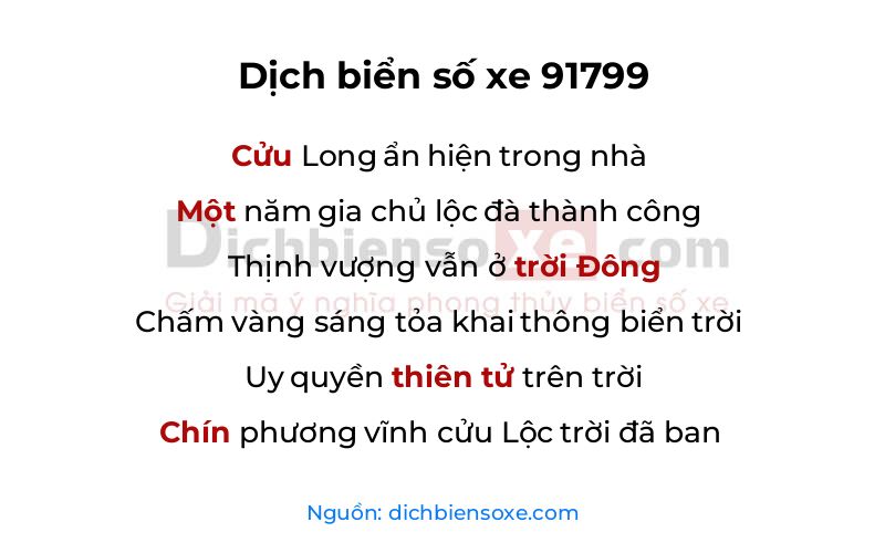 Dịch thơ biển số 91799