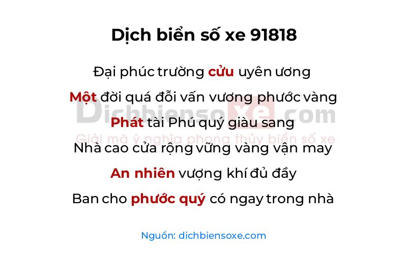 Dịch thơ biển số 91818