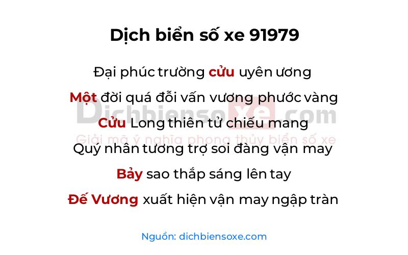Dịch thơ biển số 91979