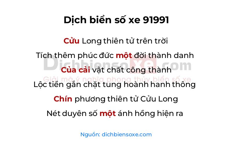 Dịch thơ biển số 91991