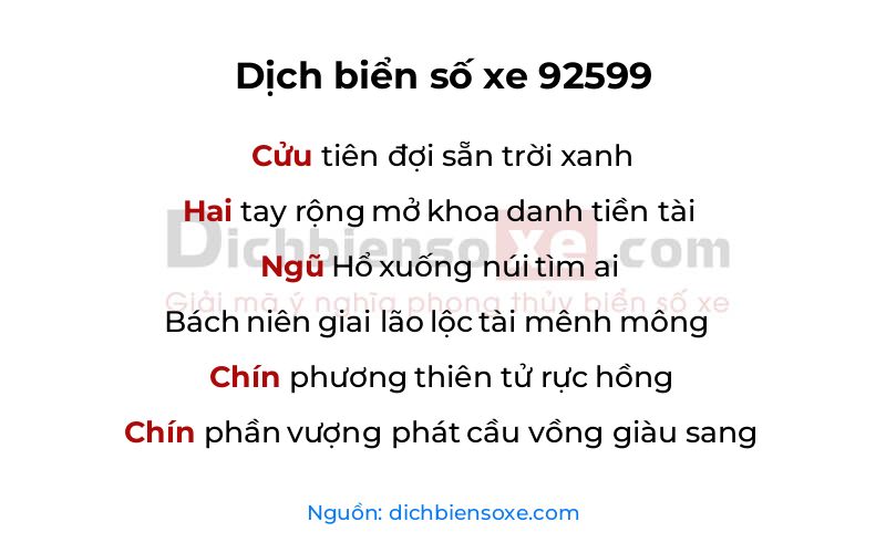 Dịch thơ biển số 92599