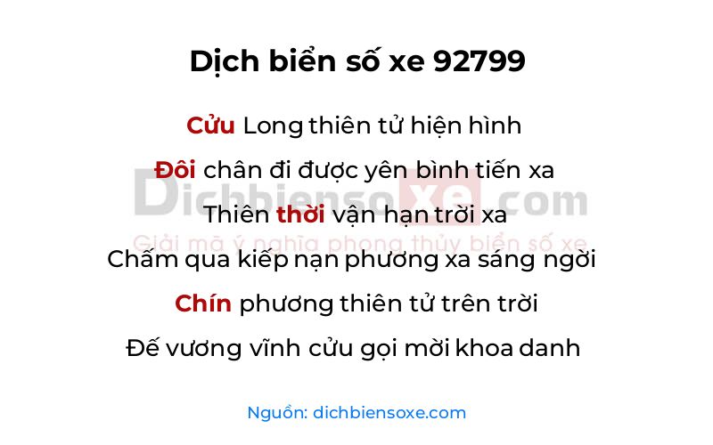 Dịch thơ biển số 92799