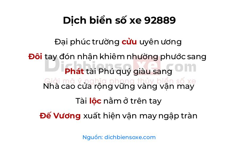 Dịch thơ biển số 92889