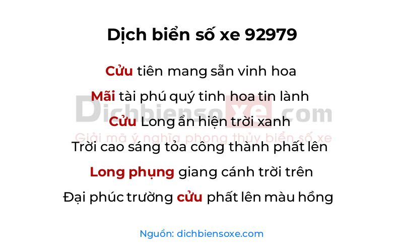 Dịch thơ biển số 92979