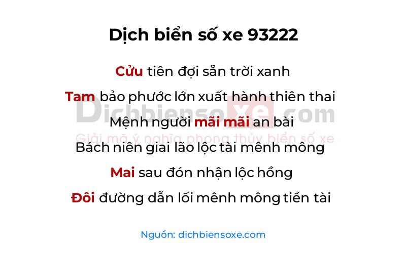 Dịch thơ biển số 93222