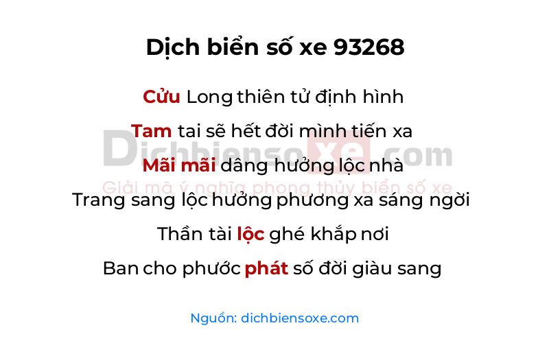 Dịch thơ biển số 93268