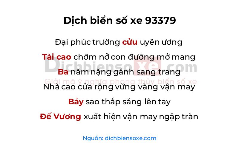 Dịch thơ biển số 93379