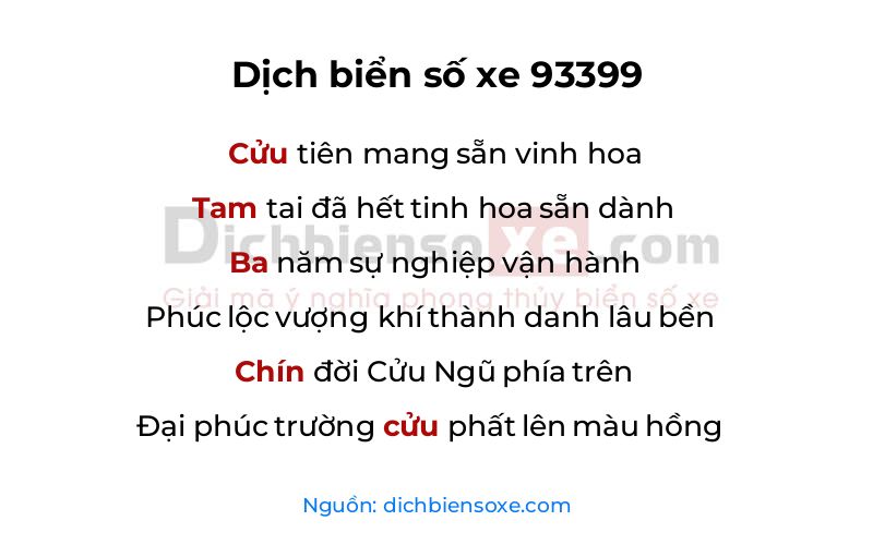 Dịch thơ biển số 93399