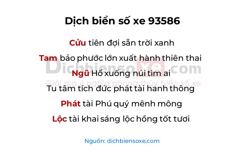 Dịch thơ biển số 93586