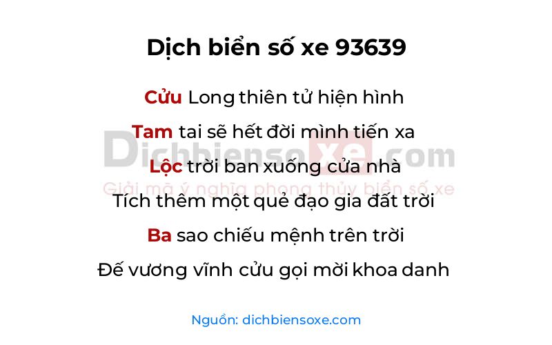Dịch thơ biển số 93639