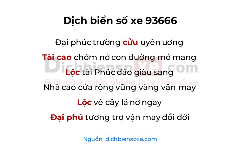 Dịch thơ biển số 93666