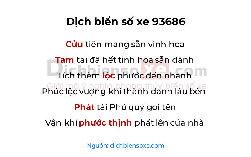 Dịch thơ biển số 93686