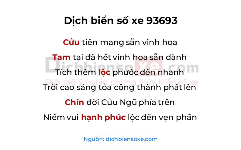 Dịch thơ biển số 93693