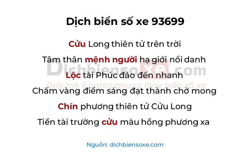 Dịch thơ biển số 93699