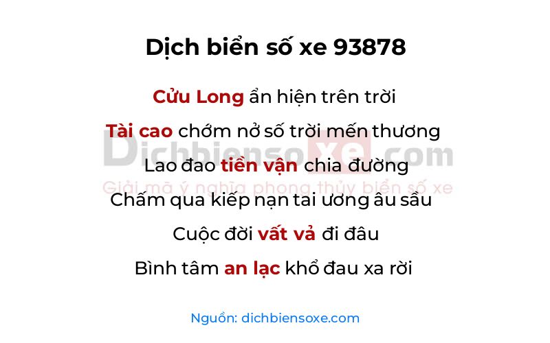 Dịch thơ biển số 93878