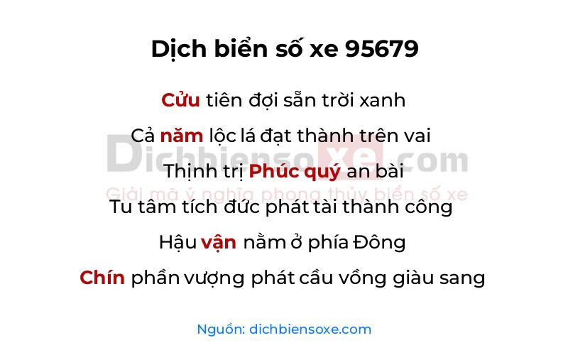 Dịch thơ biển số 95679