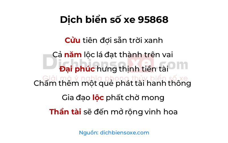 Dịch thơ biển số 95868