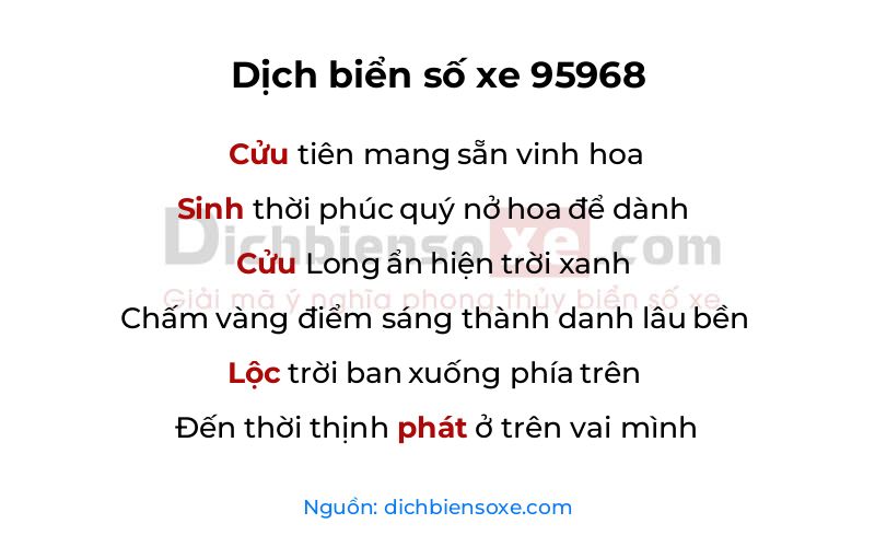 Dịch thơ biển số 95968