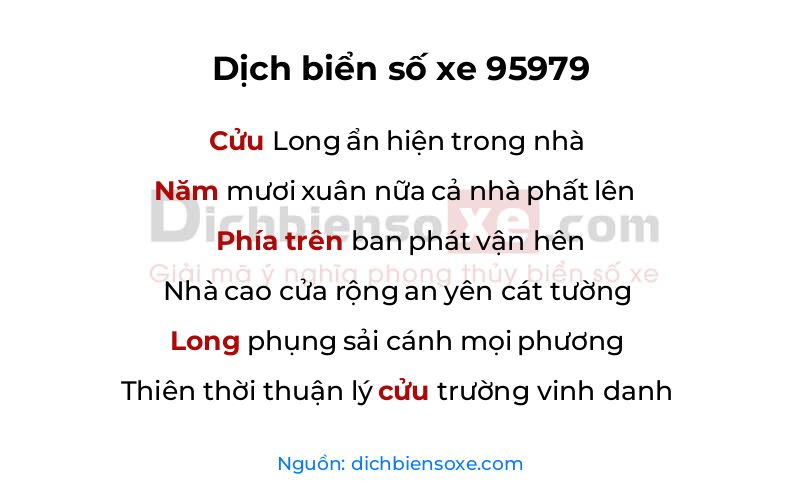 Dịch thơ biển số 95979