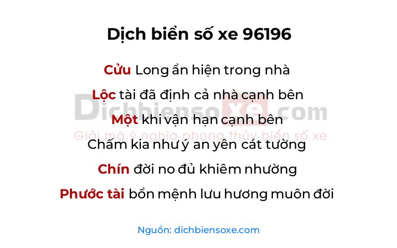 Dịch thơ biển số 96196