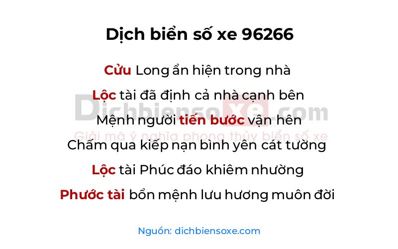 Dịch thơ biển số 96266