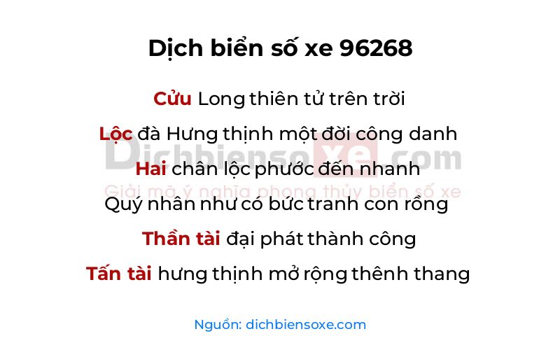 Dịch thơ biển số 96268