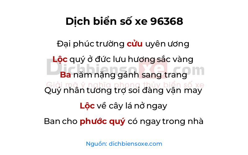 Dịch thơ biển số 96368