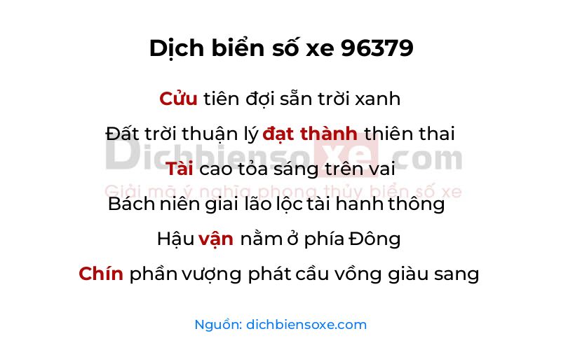 Dịch thơ biển số 96379