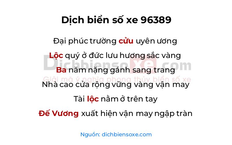 Dịch thơ biển số 96389