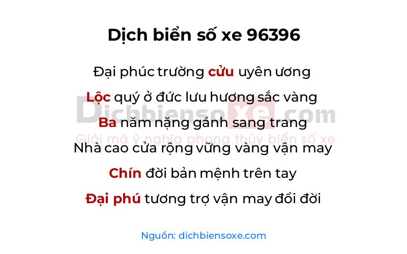 Dịch thơ biển số 96396