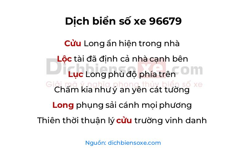 Dịch thơ biển số 96679